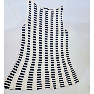 Ann Taylor peplum Black and White striped sleeveless sweater